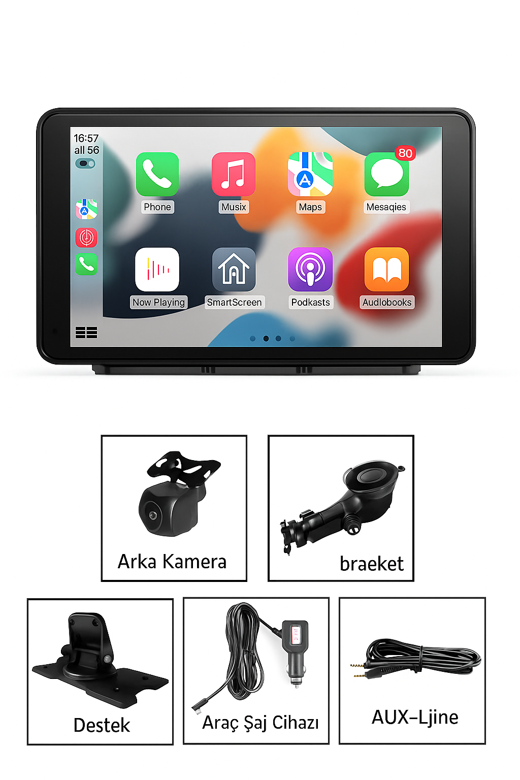 🚗 7 İnç Kablosuz CarPlay & Android Auto Ekran | Geri Görüş Kameralı