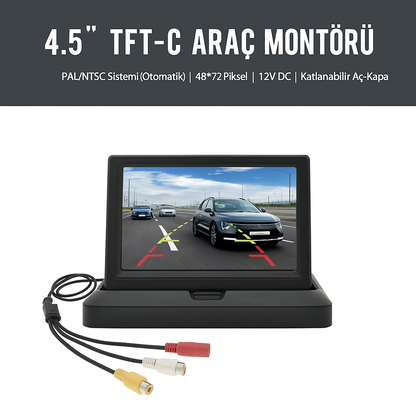 🚘 4.5” Geri Görüş Ekranı – Katlanabilir TFT Araç Monitörü