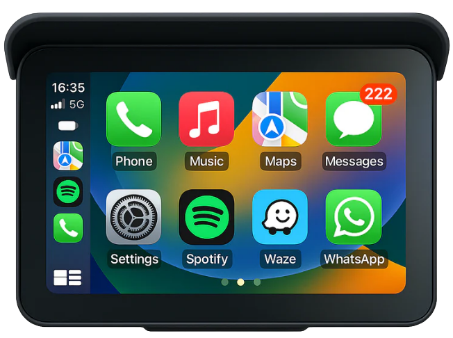 MotoCarPlay™ Kamerasız (MONTAJ DAHİL) - Kablosuz CarPlay & Android Auto Ekran – Tüm Motosikletlerle Uyumlu