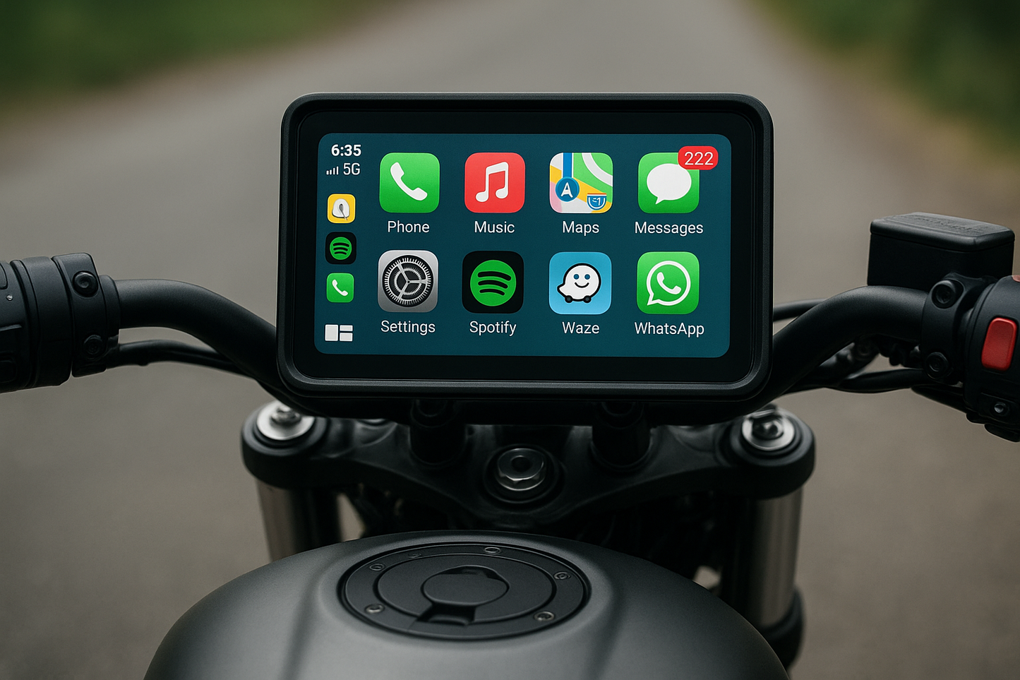 MotoCarPlay™ Kamerasız (MONTAJ DAHİL) - Kablosuz CarPlay & Android Auto Ekran – Tüm Motosikletlerle Uyumlu